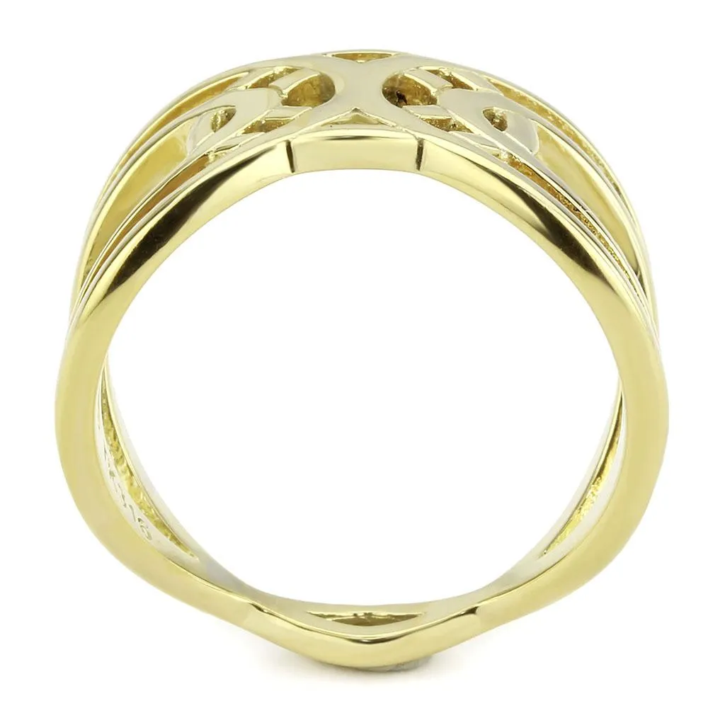 IP Gold(Ion Plating) Stainless Steel Ring with No Stone for Women Style TK3639