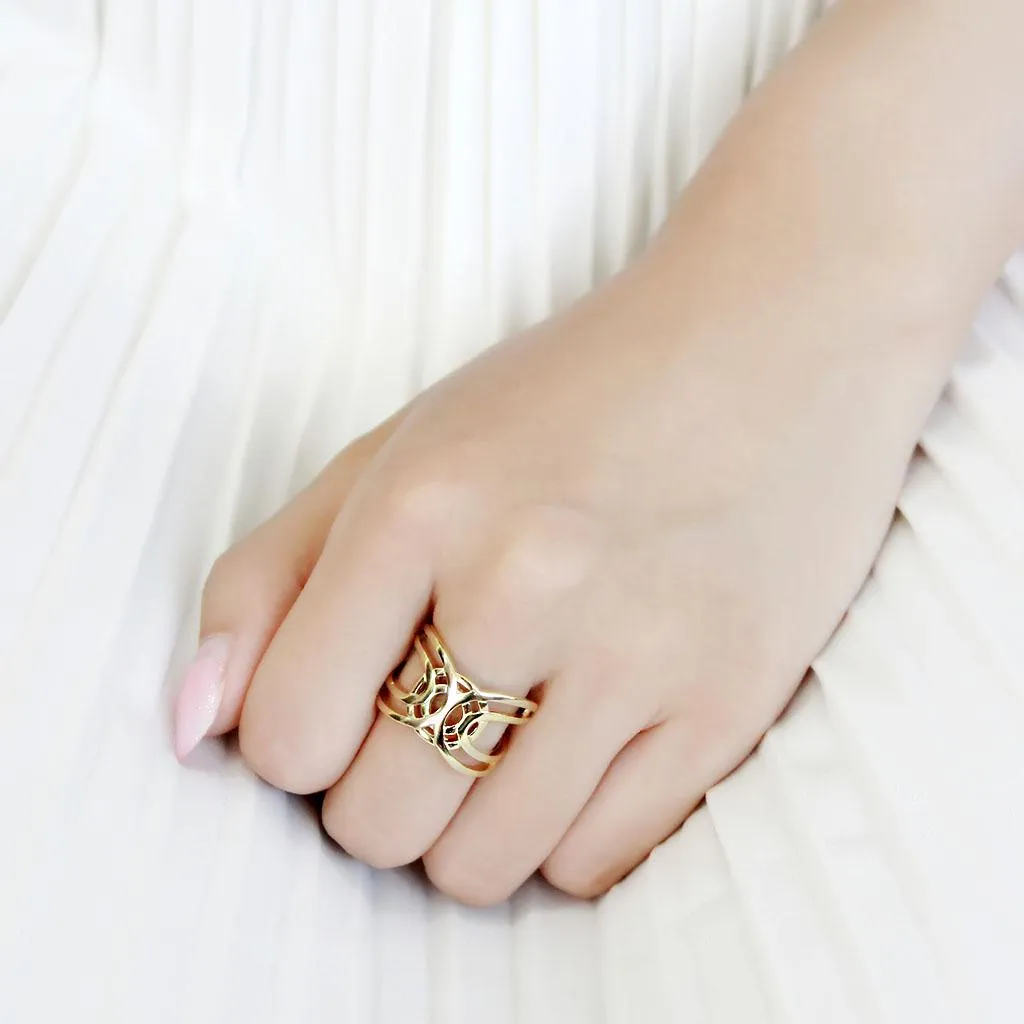 IP Gold(Ion Plating) Stainless Steel Ring with No Stone for Women Style TK3639