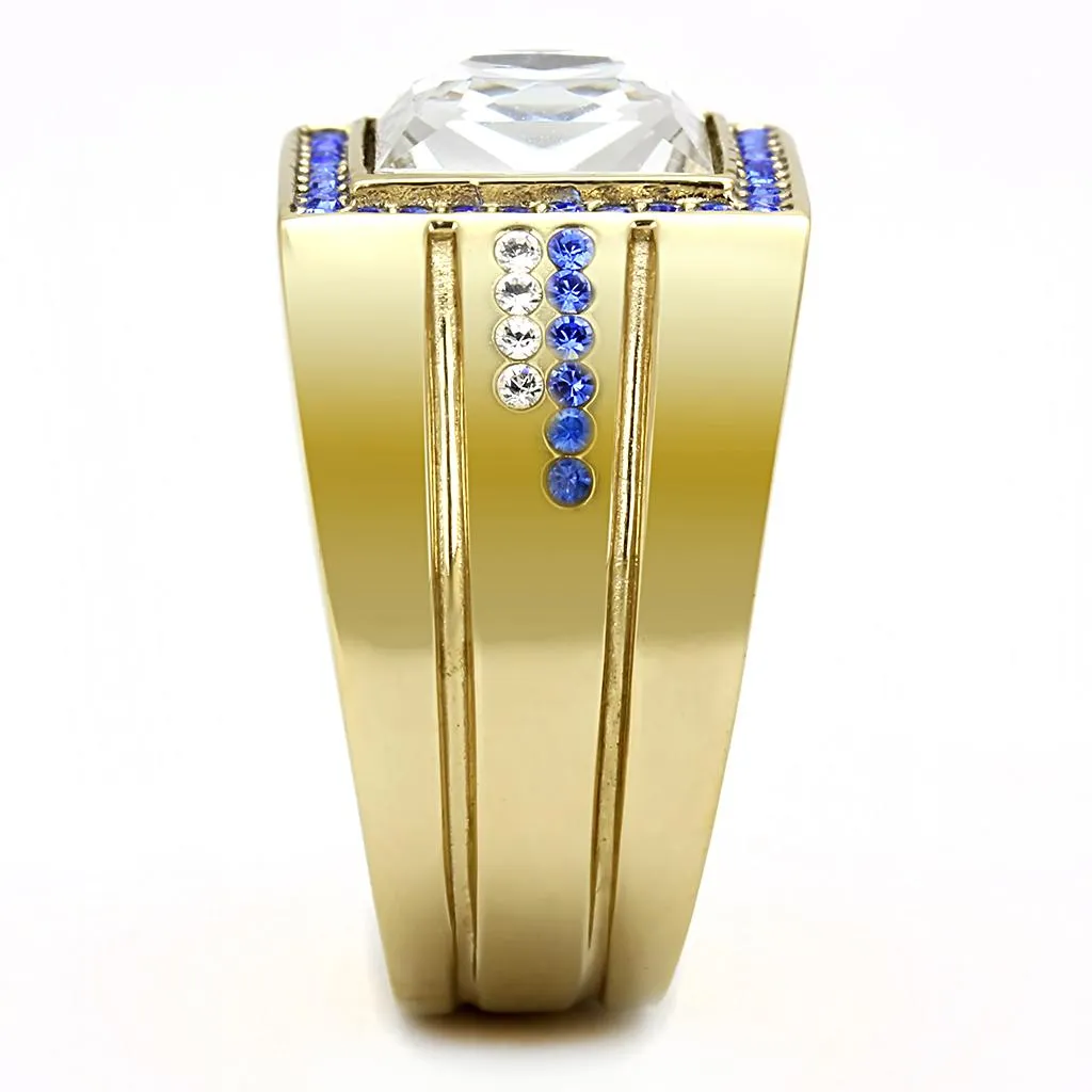 IP Gold(Ion Plating) Stainless Steel Ring with Top Grade Crystal in Clear for Women Style TK3269