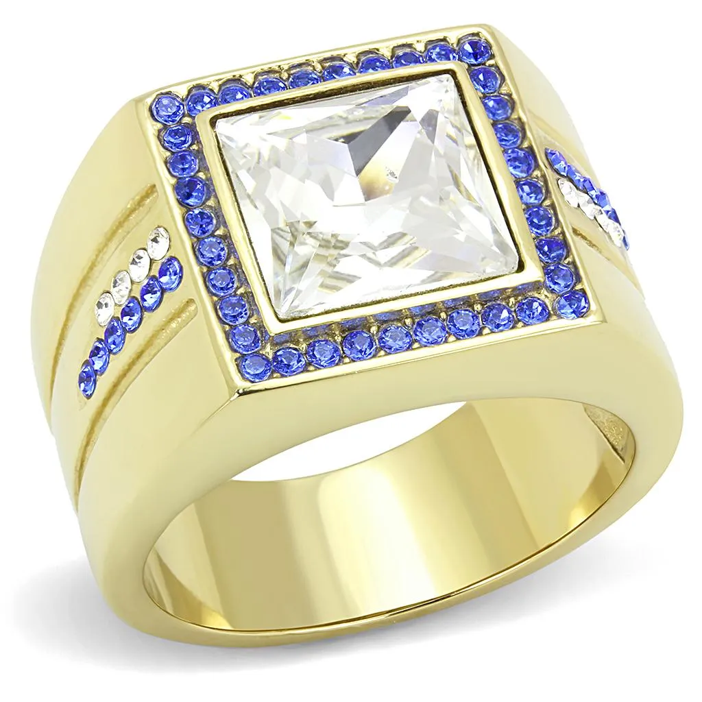 IP Gold(Ion Plating) Stainless Steel Ring with Top Grade Crystal in Clear for Women Style TK3269