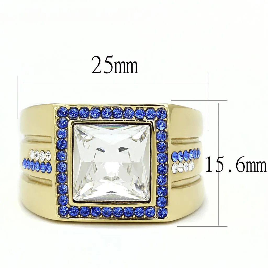 IP Gold(Ion Plating) Stainless Steel Ring with Top Grade Crystal in Clear for Women Style TK3269