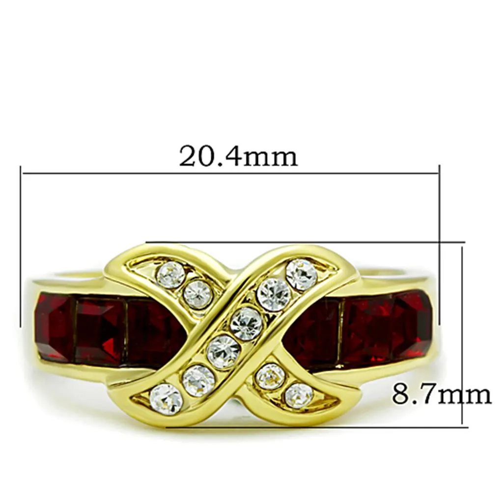 IP Gold(Ion Plating) Stainless Steel Ring with Top Grade Crystal in Siam for Women Style TK1388