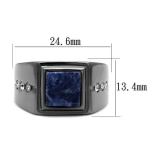 IP Light Black (IP Gun) Stainless Steel Ring with Blue Sand in Montana for Women Style TK3006