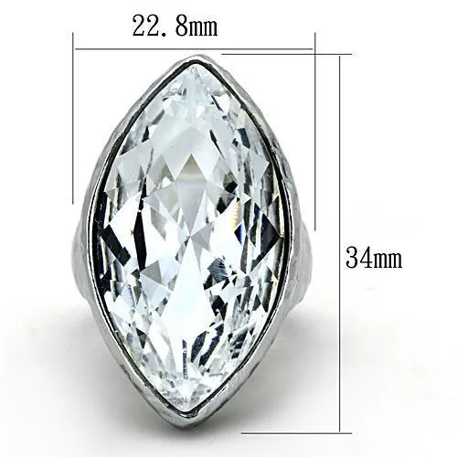 IP rhodium (PVD) Stainless Steel Ring with Top Grade Crystal in Clear for Women Style TK1368