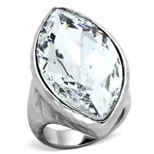 IP rhodium (PVD) Stainless Steel Ring with Top Grade Crystal in Clear for Women Style TK1368