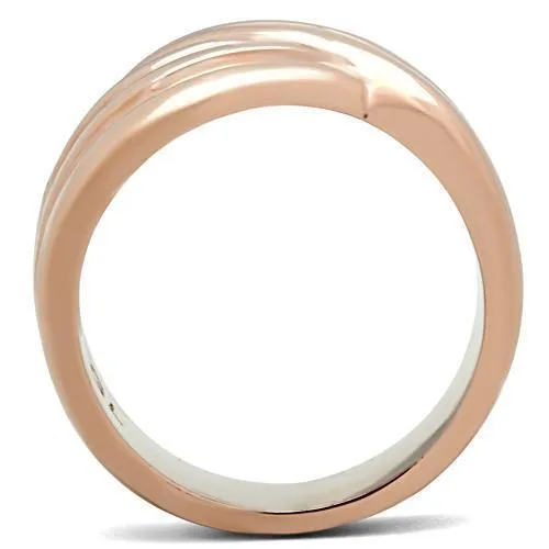 IP Rose Gold(Ion Plating) Brass Ring with No Stone for Women Style GL209