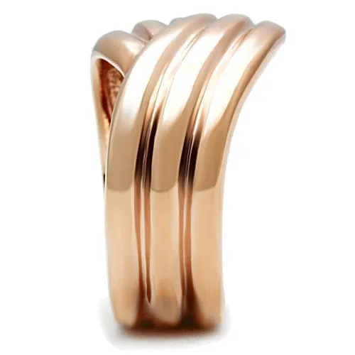 IP Rose Gold(Ion Plating) Brass Ring with No Stone for Women Style GL209