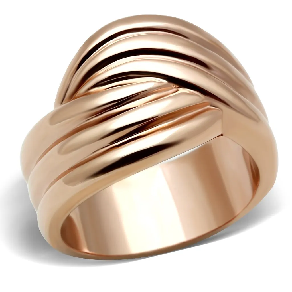 IP Rose Gold(Ion Plating) Brass Ring with No Stone for Women Style GL209