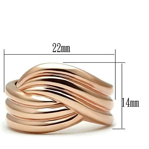 IP Rose Gold(Ion Plating) Brass Ring with No Stone for Women Style GL209