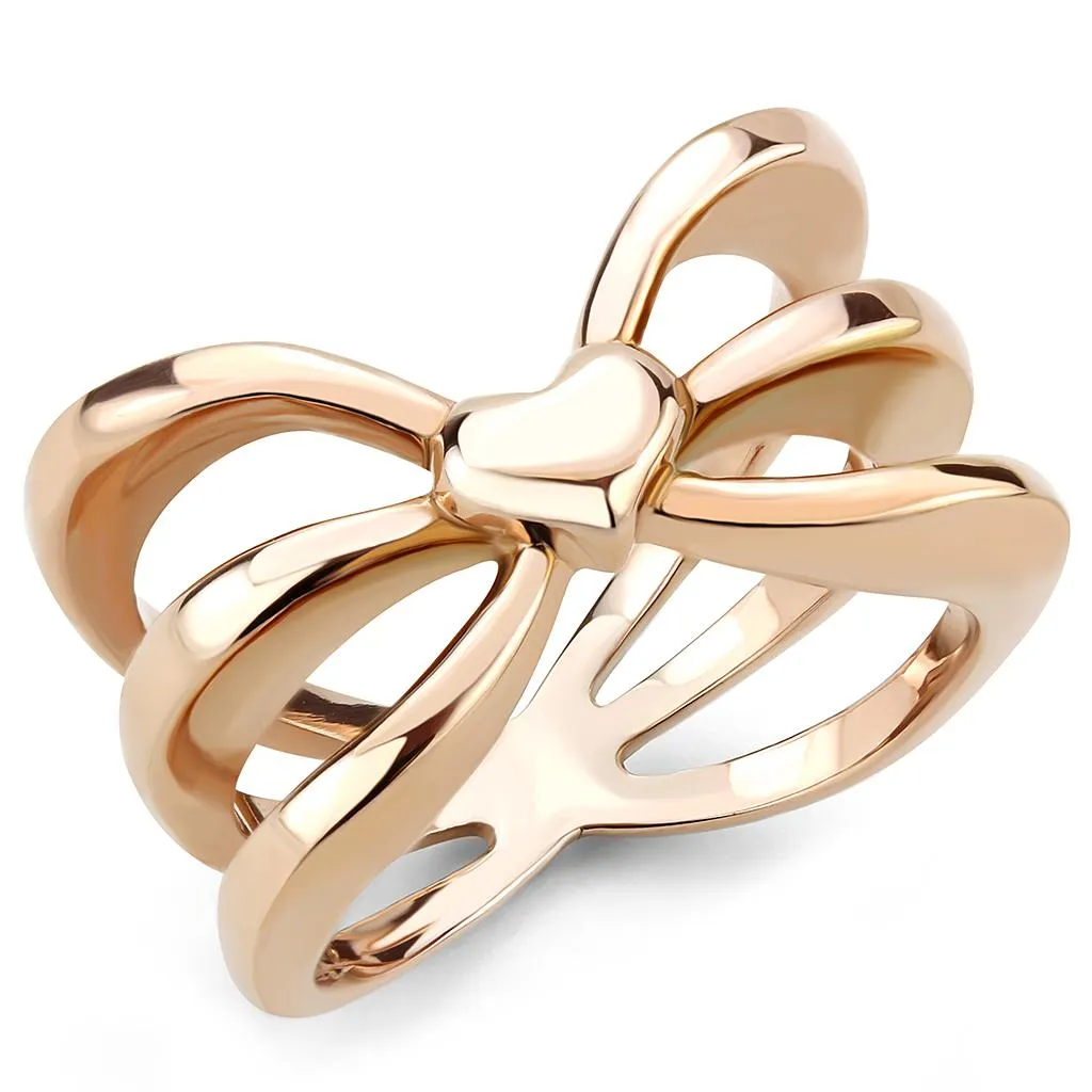 IP Rose Gold(Ion Plating) Stainless Steel Ring with No Stone for Women Style TK3575