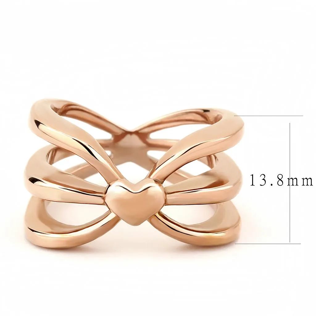 IP Rose Gold(Ion Plating) Stainless Steel Ring with No Stone for Women Style TK3575