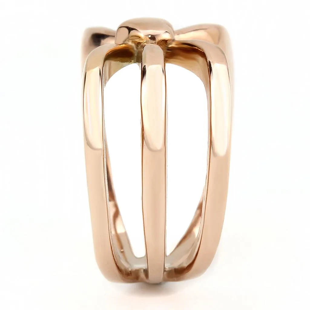 IP Rose Gold(Ion Plating) Stainless Steel Ring with No Stone for Women Style TK3575