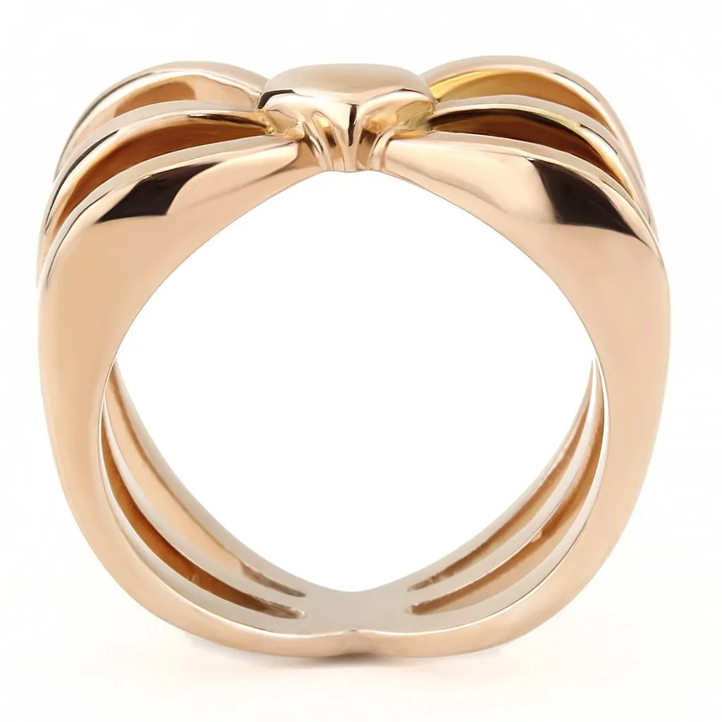 IP Rose Gold(Ion Plating) Stainless Steel Ring with No Stone for Women Style TK3575