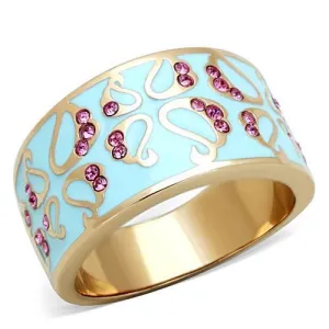 IP Rose Gold(Ion Plating) Stainless Steel Ring with Top Grade Crystal in Rose for Women Style TK1689