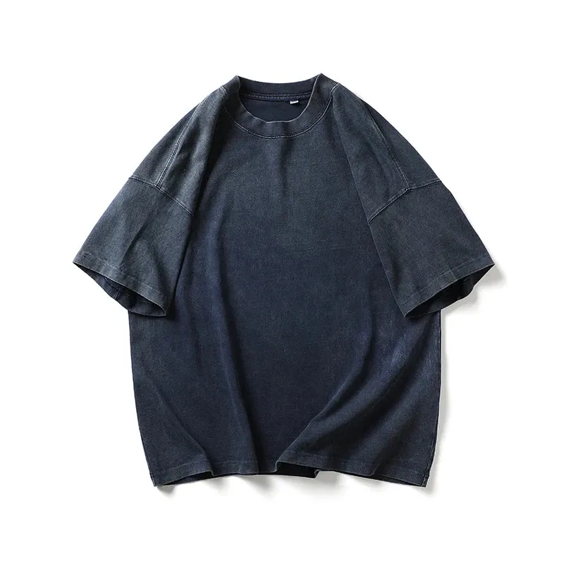 Japanese Streetwear Distressed T-Shirts - Short Sleeve Men's Loose Tops