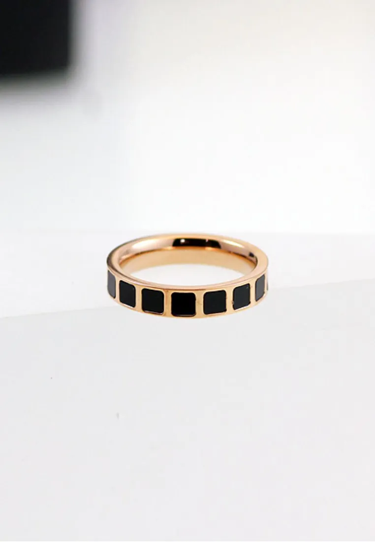 Jules with Square Tile Encrusted Rose Gold Ring