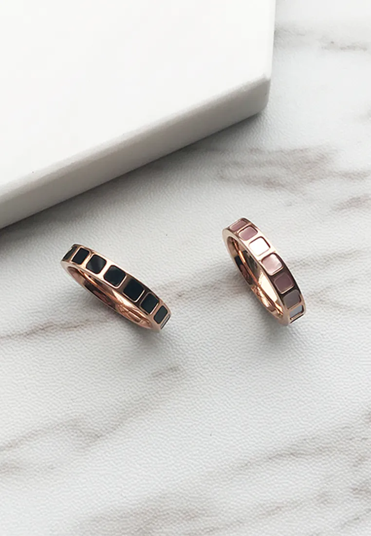 Jules with Square Tile Encrusted Rose Gold Ring