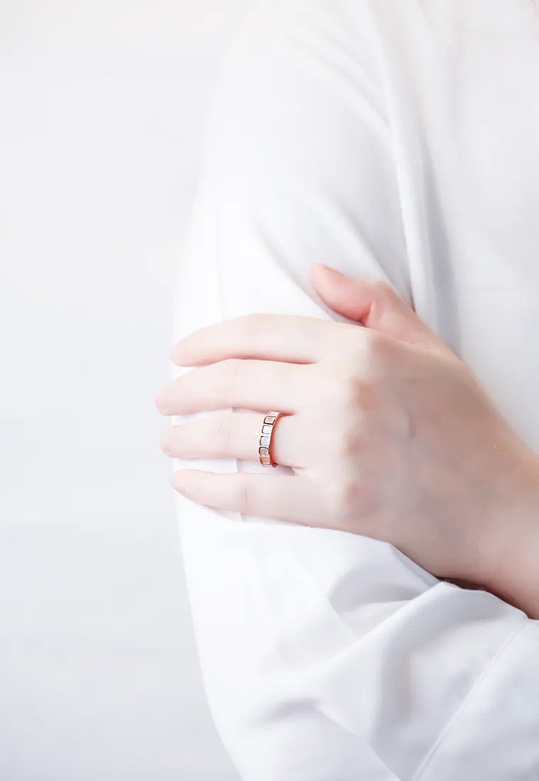 Jules with Square Tile Encrusted Rose Gold Ring