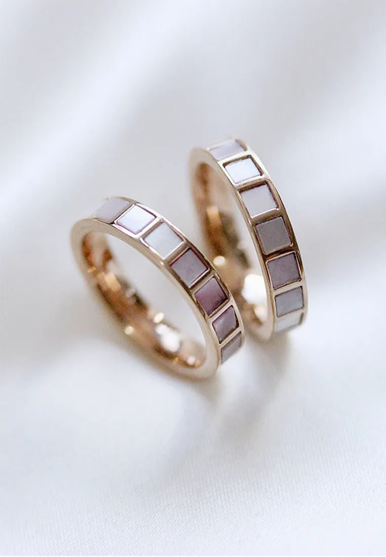 Jules with Square Tile Encrusted Rose Gold Ring