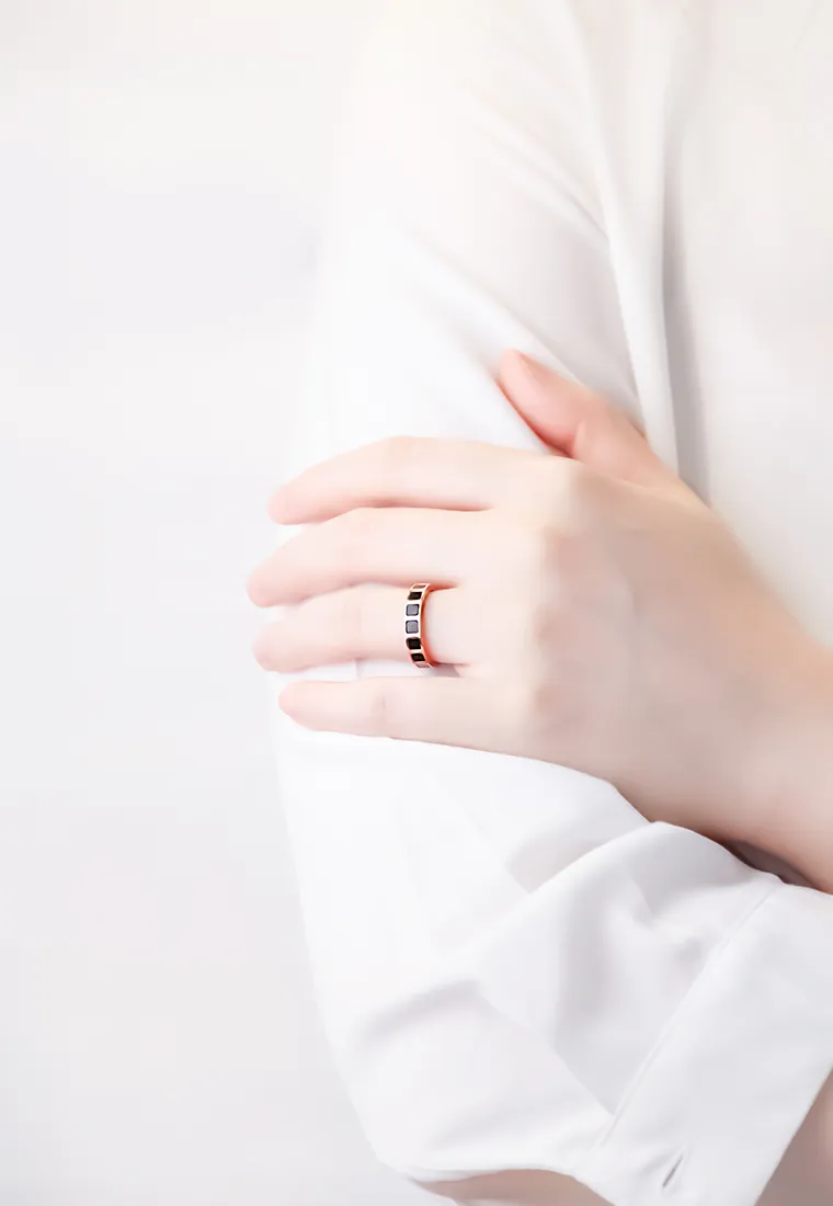 Jules with Square Tile Encrusted Rose Gold Ring