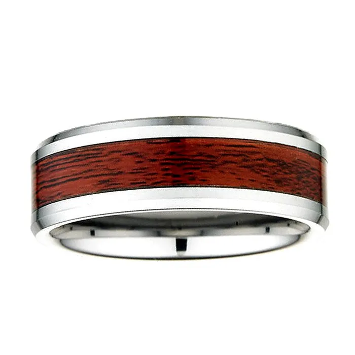 Kellee Designs Men's 8mm Tungsten Leather Inlay Wedding Band