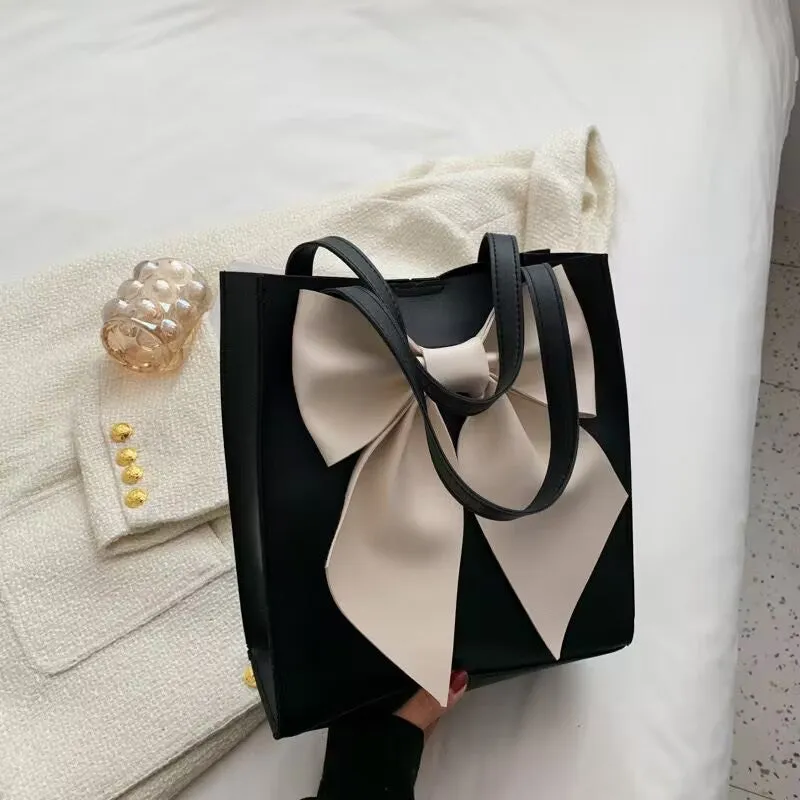 Large Capacity Bow Bag Women's  Stylish Good Texture Handbag Korean Style Versatile Ins Shoulder Tote Bag Fashion