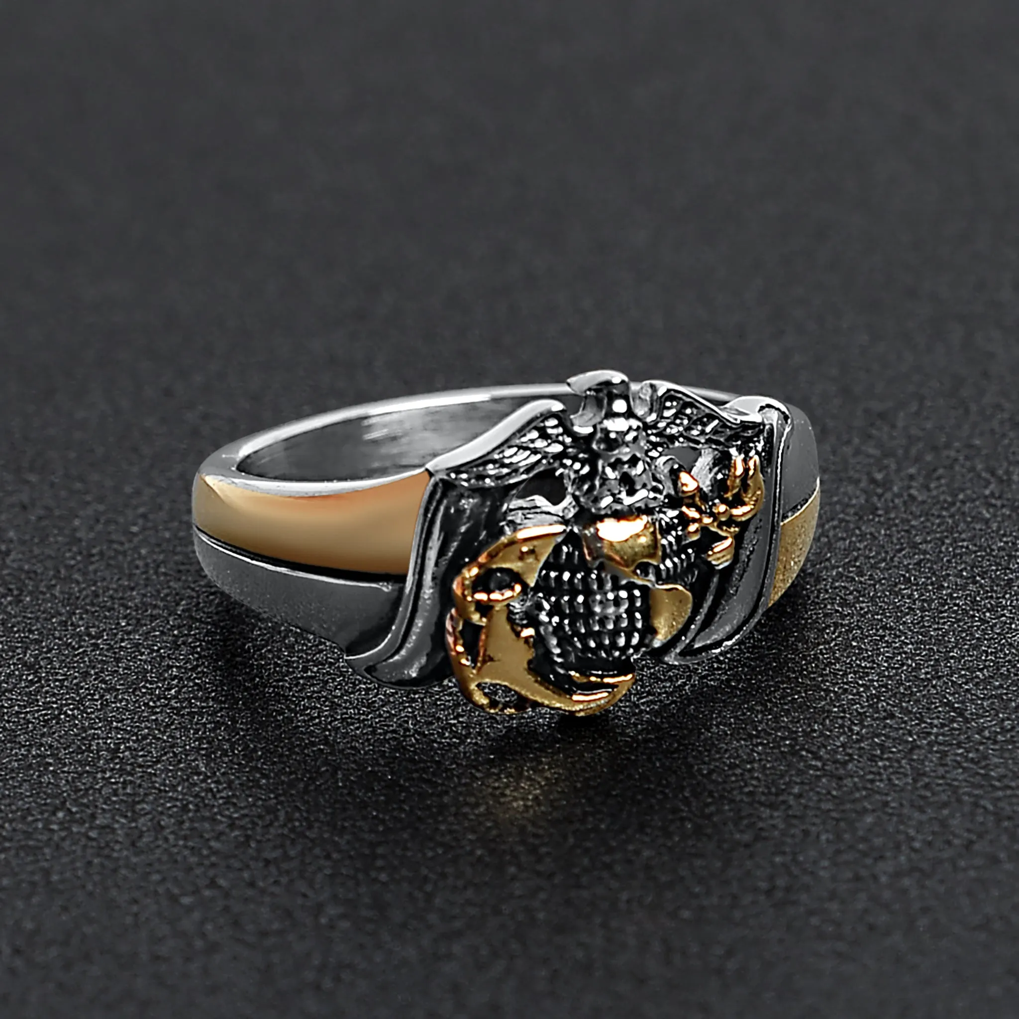 Marine Corps Two Tone United States Military Stainless Steel Women's Ring / MCR6012