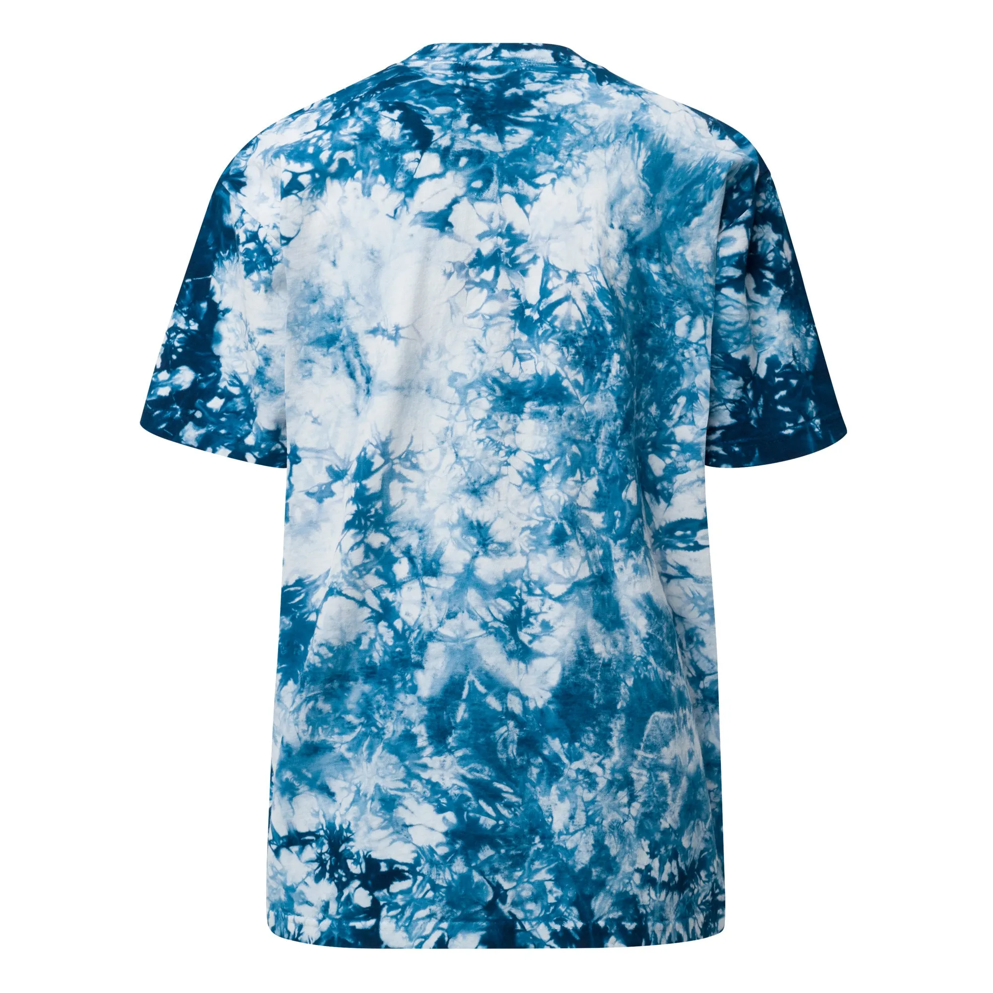 Men's Embroidered Oversized Navy Blue Tie-Dye Tee