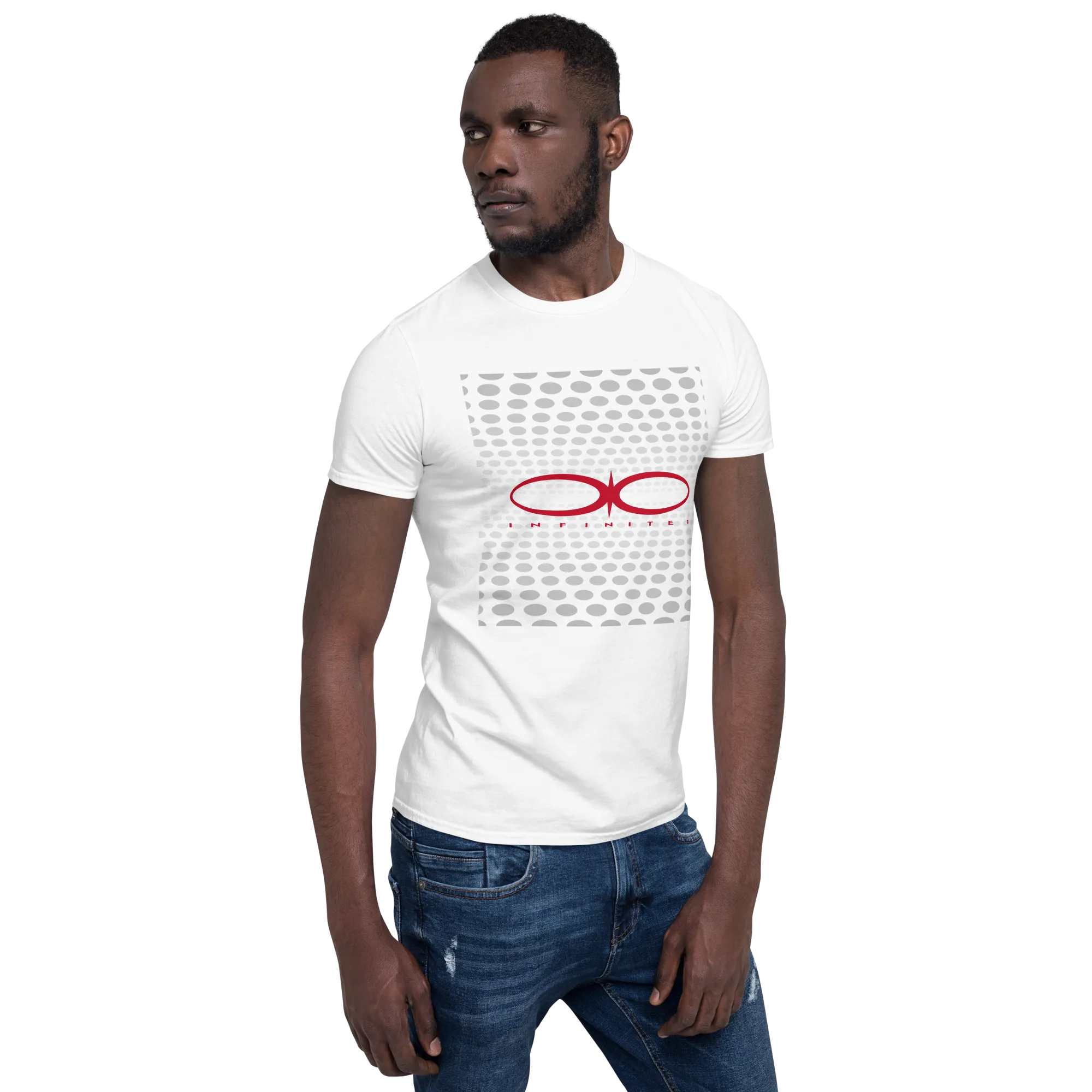 Men's Pattern And Logo White Graphic T-Shirt