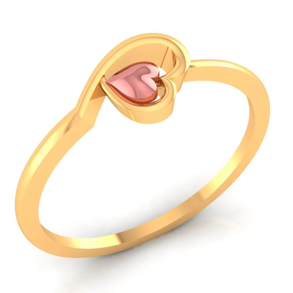 Mini Heart Centered 22k Gold Ring