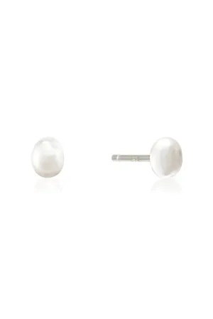 Mini Pearl Studs - Silver