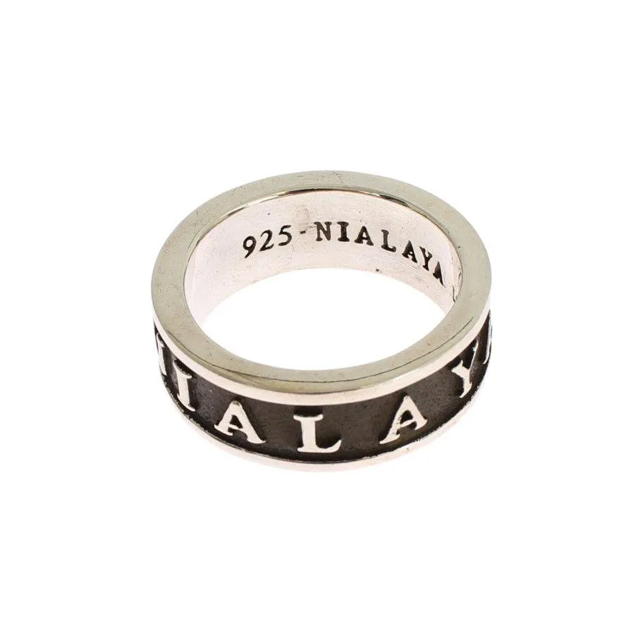 Nialaya Elegant Silver and Black Men's Sterling Ring