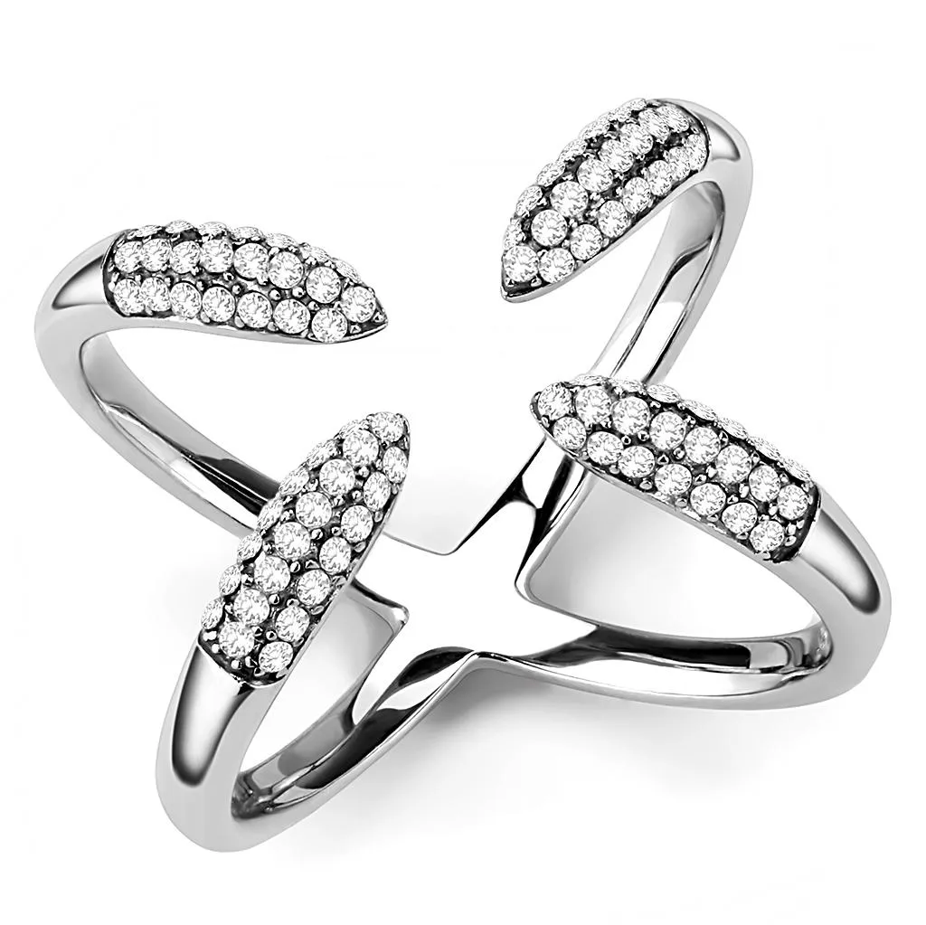 no plating Stainless Steel Ring AAA GRD CZ Clear DA050 for Women Style High