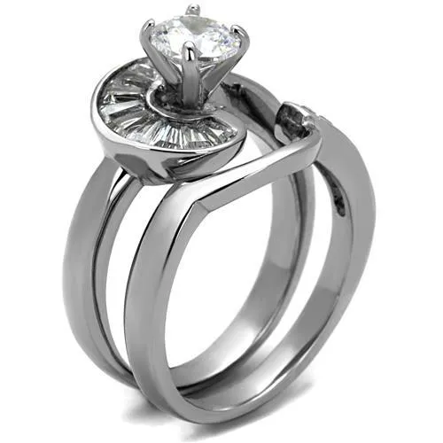 No Plating Stainless Steel Ring with AAA Grade CZ in Clear for Women Style TK2617