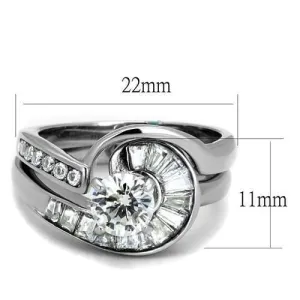 No Plating Stainless Steel Ring with AAA Grade CZ in Clear for Women Style TK2617