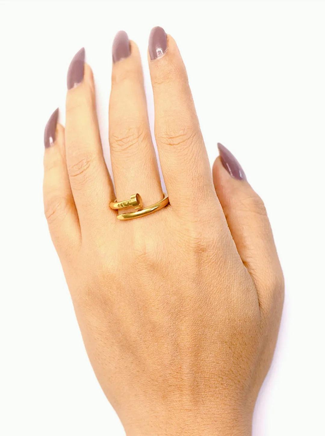 Ornaio 18k Gold Plated Anti-tarnish Stainless Steel Adjustable Nail Ring