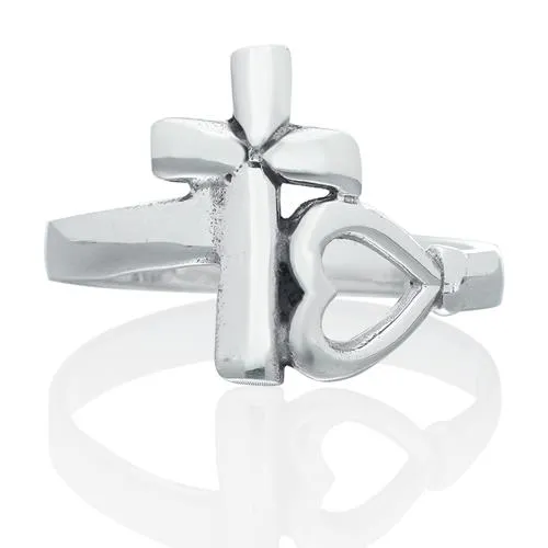 R268 Cross And Heart Ring