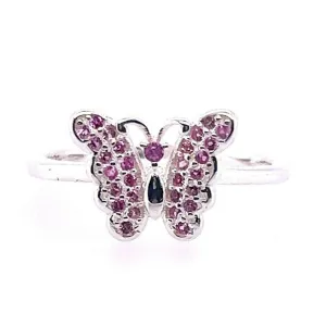 R325 Butterfly CZ Pink Ring