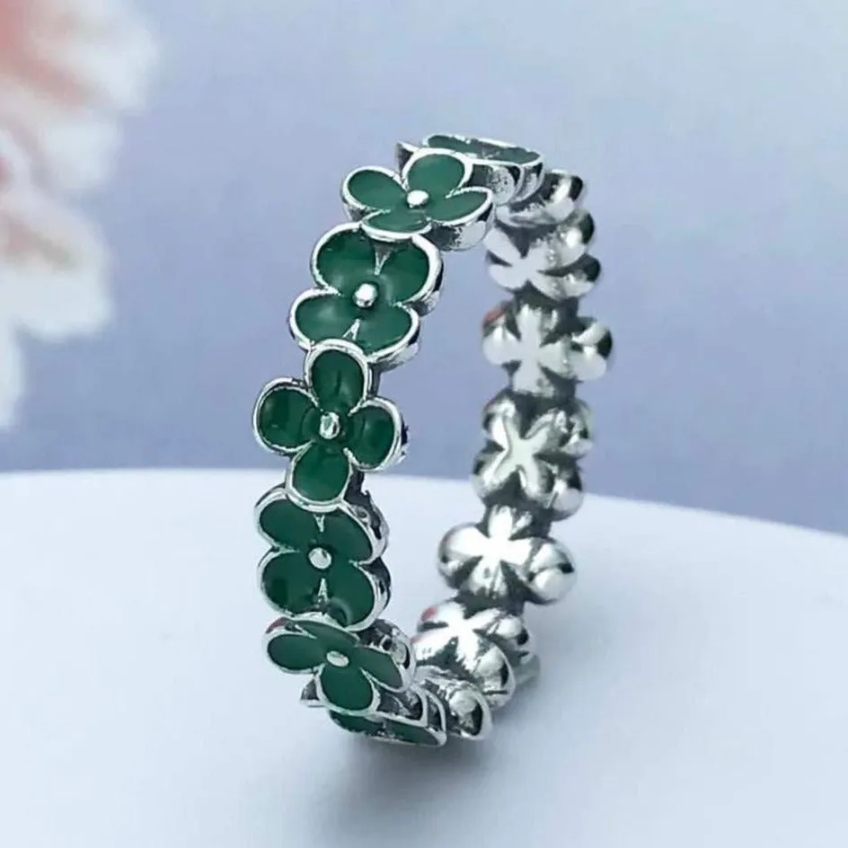 R792 Clover Flower Ring green