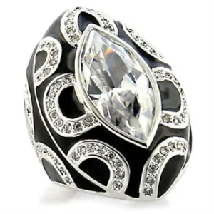 Rhodium Brass Ring with AAA Grade CZ in Clear for Women Style 9W160