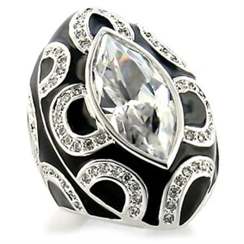 Rhodium Brass Ring with AAA Grade CZ in Clear for Women Style 9W160