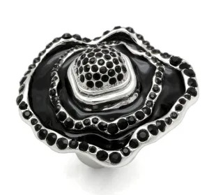 Rhodium Brass Ring with Top Grade Crystal in Jet for Women Style LO2157