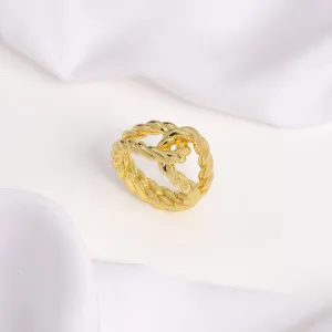 Ribbed Knot Gold Ring