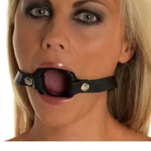 Rimba Leather Black Gag with o Ring and Adjustable Straps