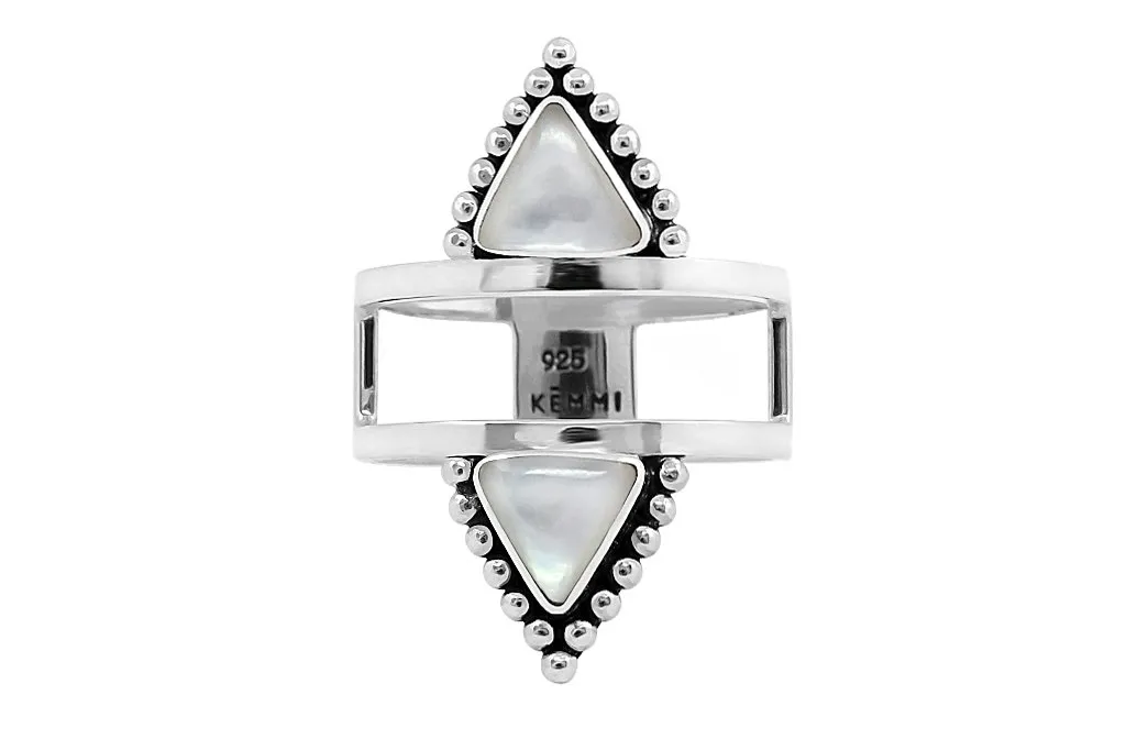 Silver Mother of Pearl Triangle Ring