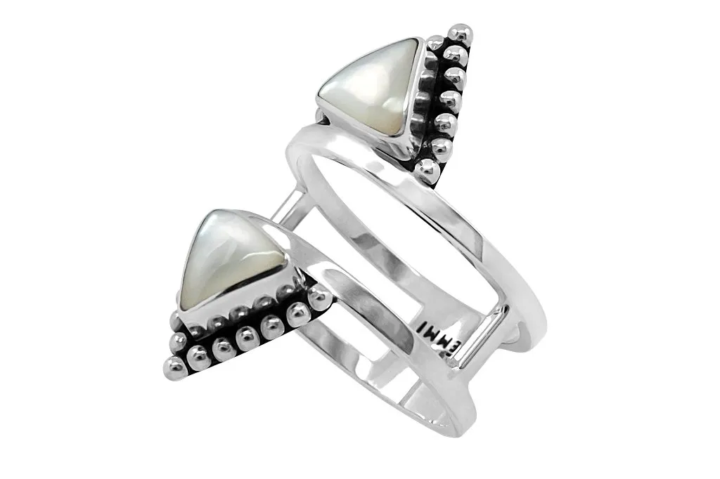 Silver Mother of Pearl Triangle Ring