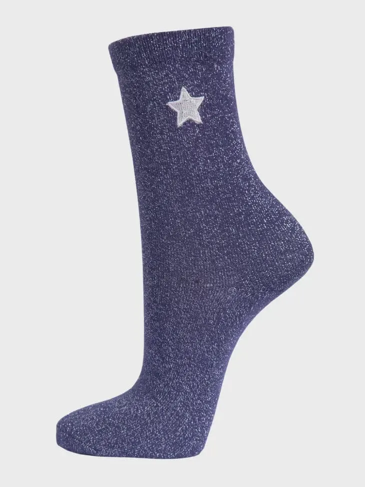 Sock Talk Navy Glitter Star Women's Socks