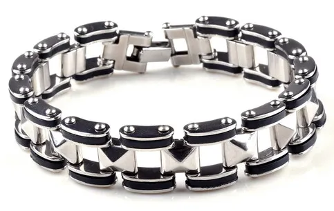 Stainless Steel & Black Men's Bracelet