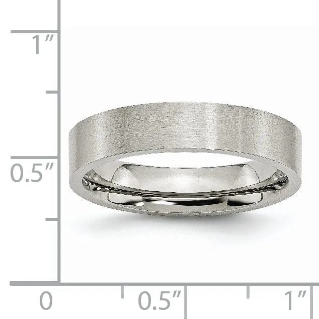 Stainless Steel Flat Brushed 5MM Band Ring