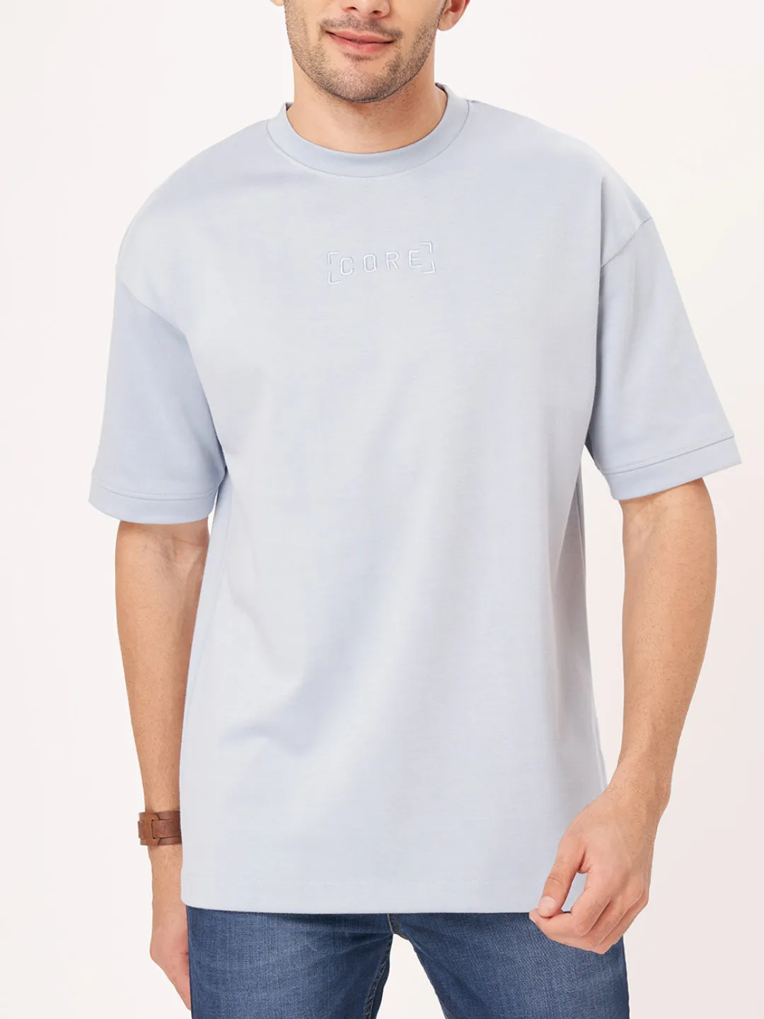 Steel Blue Half Sleeve Oversized T Shirt